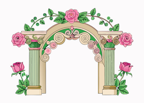 Elegant neoclassical stone column frame with decorative flourishes
