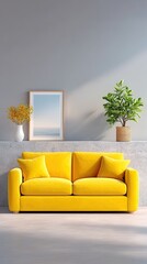 Yellow Sofa in Modern Minimalist Living Room