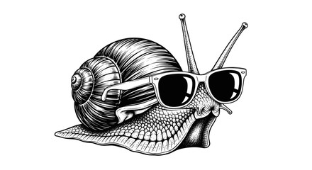 A whimsical illustration of a snail wearing sunglasses showcasing intricate details and style © Alisya Design