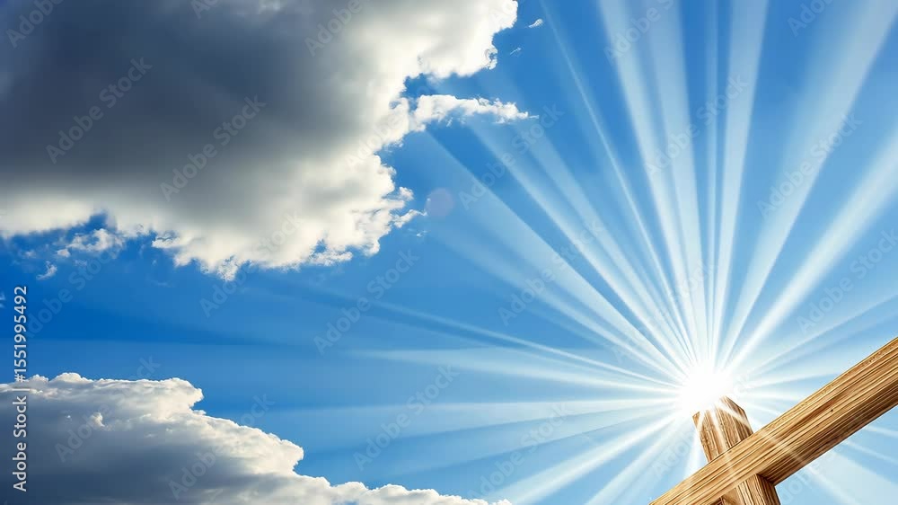 Poster sunlight shines brightly, illuminating the atmosphere as clouds drift slowly, creating a serene and 