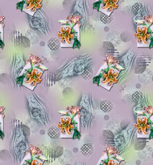 watercolor abstract digital seamless background pattern with flower.