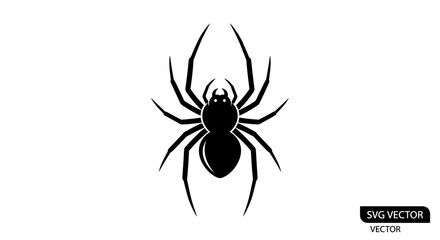 Black and White Silhouette of a Spider: Simple Vector Illustration Design