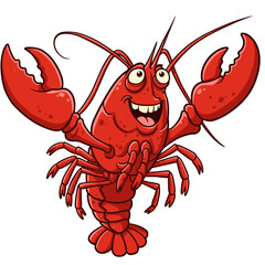 Cheerful red lobster cartoon character illustration with a happy expression