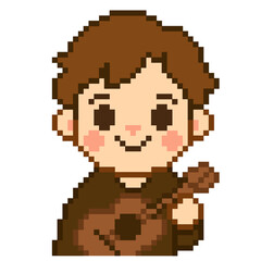 Fototapeta premium Flat Design Pixel Art Musician Illustration