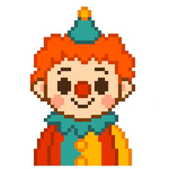 Obraz premium Flat Design Pixel Art Clown Illustration