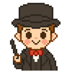Fototapeta premium Flat Design Pixel Art Magician Illustration
