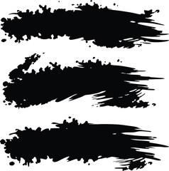 Abstract Black Ink Brush Strokes on White Background Expressing Artistic Style and Grunge Texture Creating Dynamic Visuals