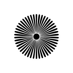 Abstract radial icon with bold black spikes radiating from the center

