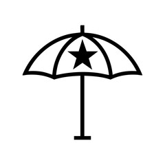 Fototapeta premium Clean minimalist outline of a rooftop-style umbrella with decorative star.