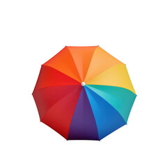 Rainbow umbrella top view isolated on transparent background