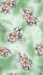 Watercolor seamless Flowers pattern with background