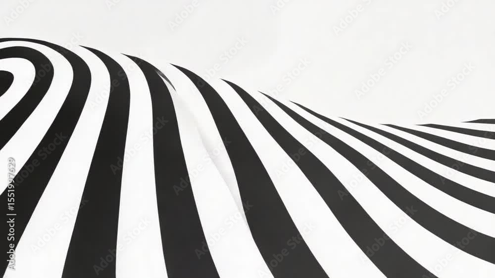 Poster Geometric Rhythm: A captivating abstract composition of flowing black and white stripes, creating a mesmerizing visual dance of curves and patterns.