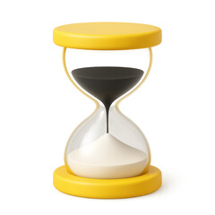 Time's Essence: Capturing the serene passage of moments, this striking hourglass features yellow accents and a gradient of dark and light granules, symbolizing the preciousness of time.
