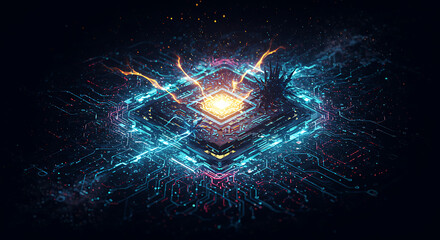 A futuristic AI cyber defense network that actively detects and neutralizes digital threats in real-time