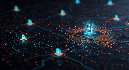 A futuristic AI cyber defense network that actively detects and neutralizes digital threats in real-time