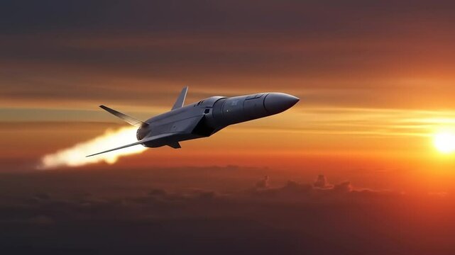 Hypersonic Missile Sunset Flight.