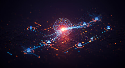 A futuristic AI cyber defense network that actively detects and neutralizes digital threats in real-time