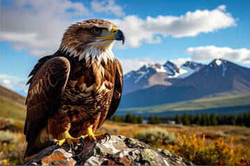 Fototapeta premium Eagle Overlook with Snowy Mountain Range