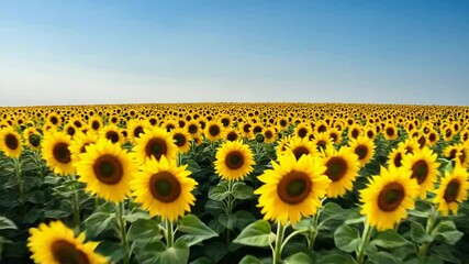 Blooming sunflower field under clear blue sky - Powered by Adobe