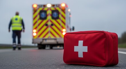 Emergency Preparedness Essential First Aid Kit and Ambulance Response - Roadside Assistance and Safety