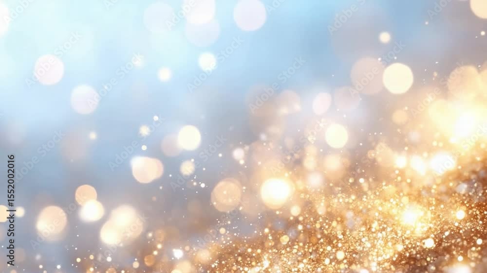 Poster golden bokeh effect, creating an ethereal and celebratory atmosphere, the glowing orbs dance against