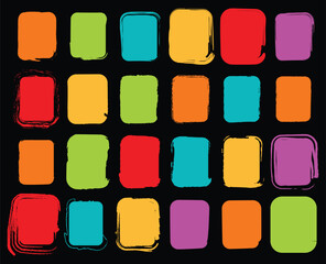 A unique mix of abstract tile patterns with colorful fill and sketched black outlines, these geometric blocks work great for branding visuals, apps, and editorial graphics.