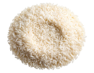 Flat Pile of White Rice Grains Spread in Circular Shape, isolated on a transparent background png