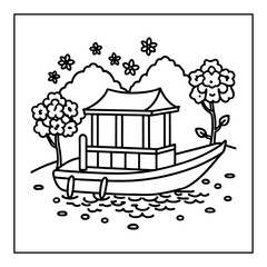 Obraz premium japanese people coloring pages isolated