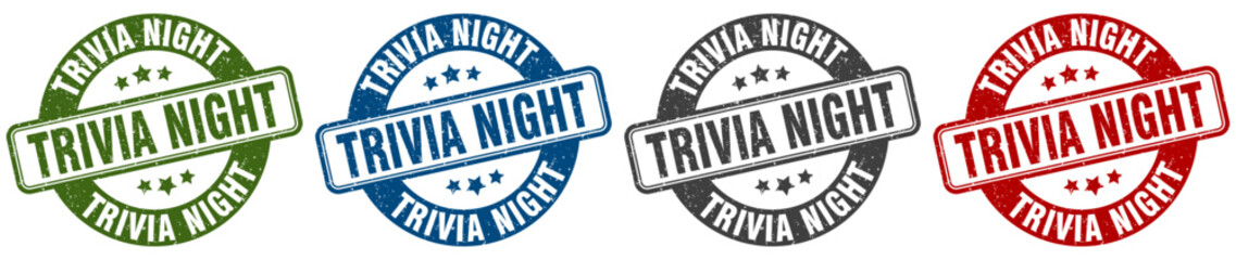 trivia night stamp. trivia night round stamp set isolated on white background