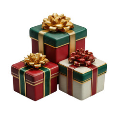 Three gift boxes isolated on transparent background