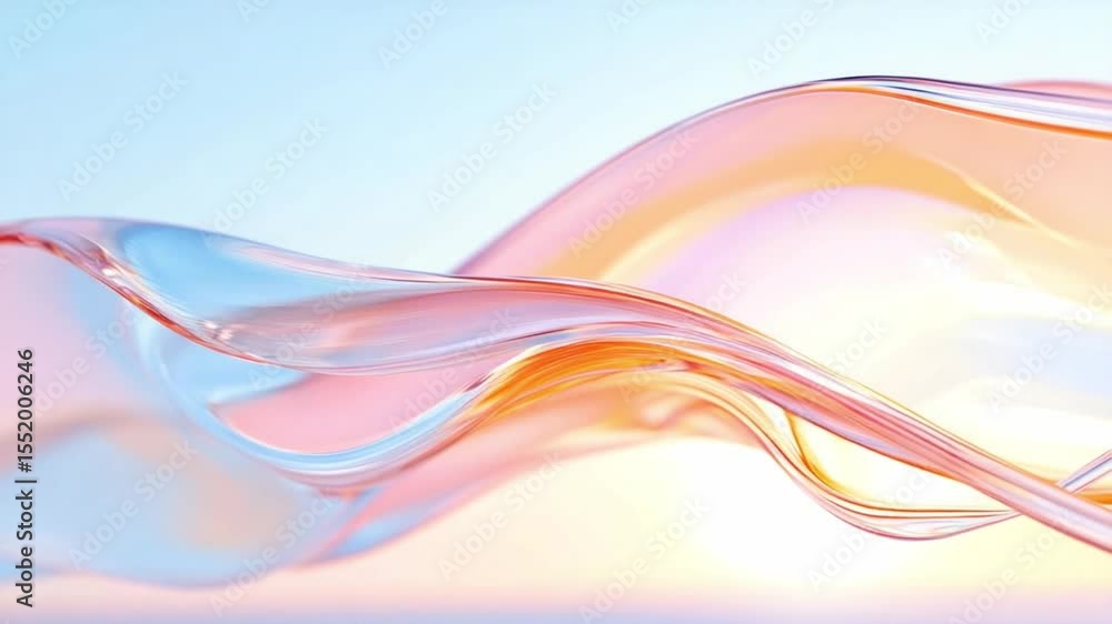 Poster ethereal flow of pastel colors: a dreamy abstract composition of flowing, translucent layers in gent