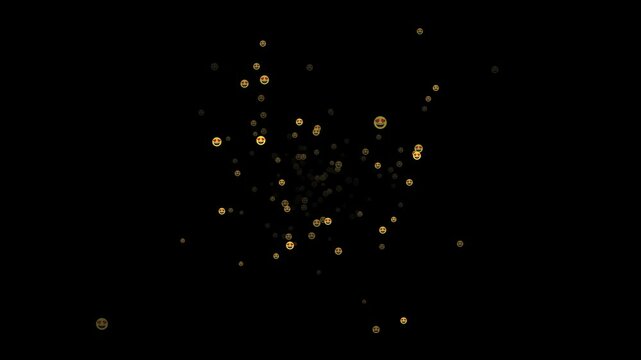 Love smileys shooting outward into dark background