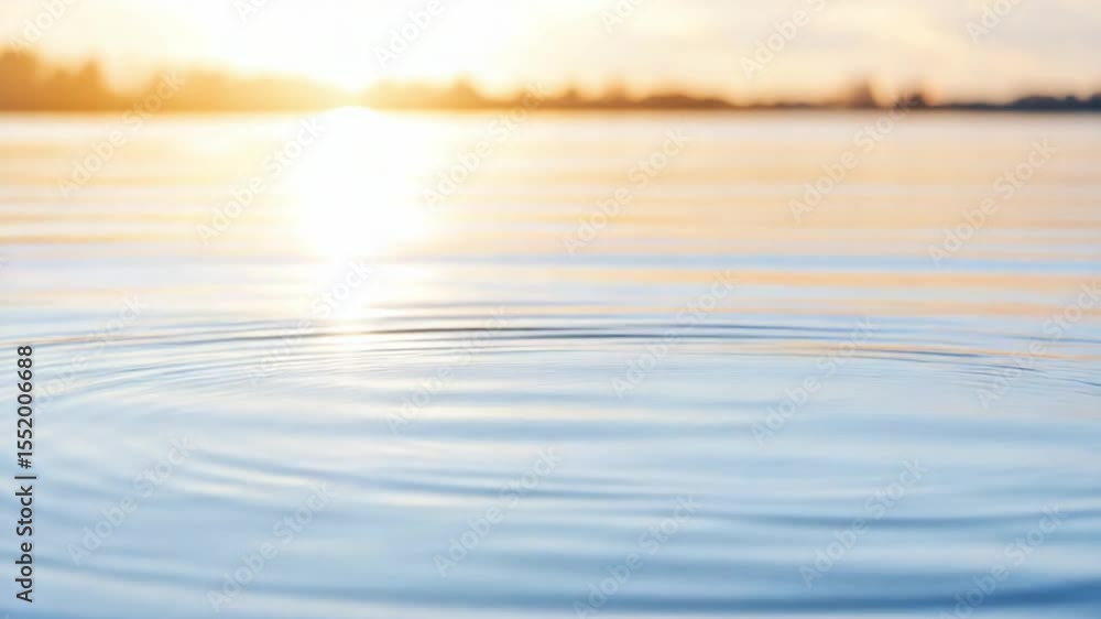 Poster serene water ripple: witness the tranquil dance of light and water as concentric ripples gently expa