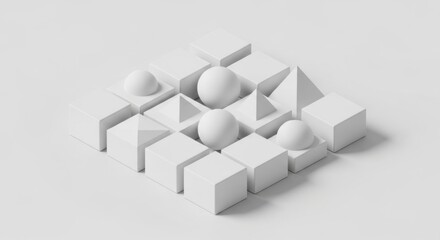 Geometric Abstraction with Spheres and Cubes on a Textured Grid Surface