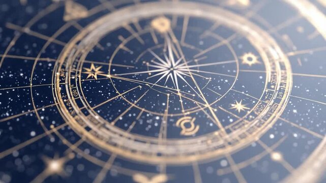 Celestial Navigation Compass: A detailed, artistic illustration of a celestial navigation compass, intricately designed with celestial symbols, lines, and patterns.