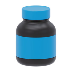 blue plastic protein jar 3d icon in cartoon plastic style minimal isolated on transparent white background, clipping path	
