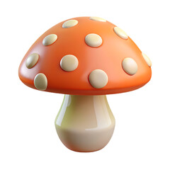 A cartoon mushroom 3d model isolated on transparent background