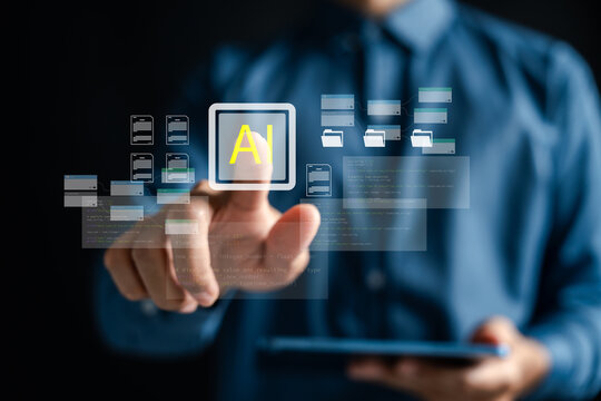 AI technology automating document writing, data structure, and digital workflow process. intelligent automation, office productivity, and smart file management systems.