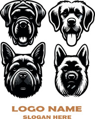 Dog head Silhouette Clipart for Cricut & Crafts logo vector white background .