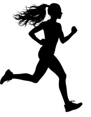 Silhouette of a woman running, embodying strength and determination in exercise.