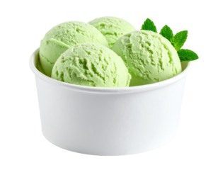 Delicious mint ice cream in a cup.