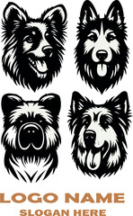 Obraz premium Dog head Silhouette Clipart for Cricut & Crafts logo vector white background .