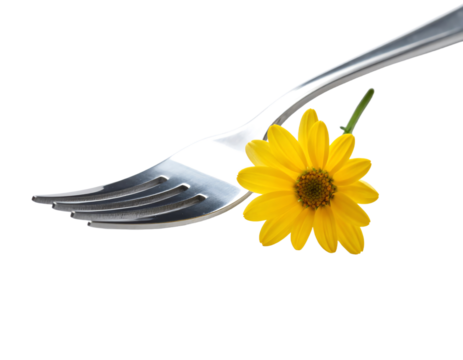 Fork with a yellow flower design.