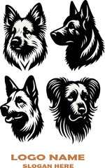 Dog head Silhouette Clipart for Cricut & Crafts logo vector white background .