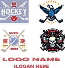 Hockey Logo icon vector white background .