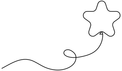 Balloon in star shape continuous line drawing. Gift linear symbol. Vector illustration isolated on white.