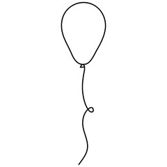 Flying balloon continuous line art drawn. Birthday gift concept. Vector illustration isolated on white.