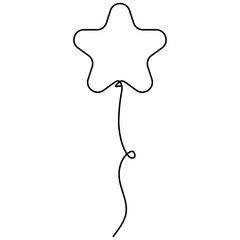 Balloon in star shape continuous line drawing. Gift linear symbol. Vector illustration isolated on white.