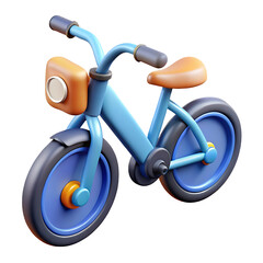 Cartoon blue kids bicycle isolated on white background