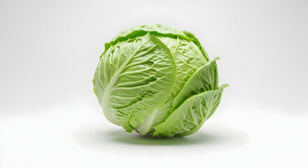 Fototapeta premium Fresh Green Cabbage Isolated On White Background In Studio Shot